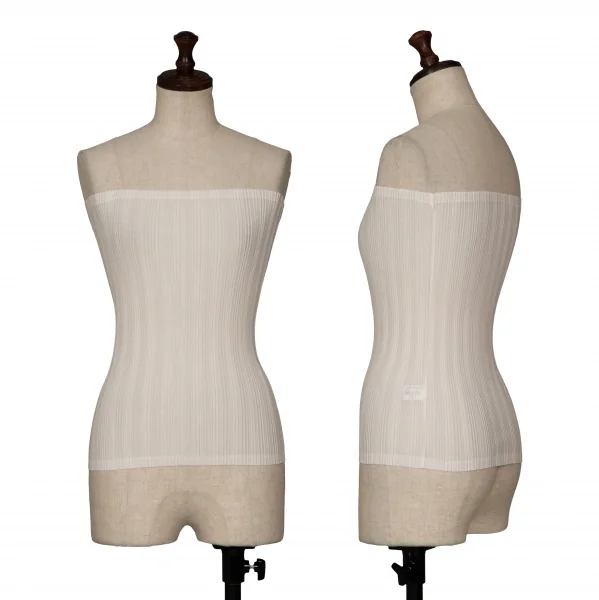 PLEATS PLEASE Pleated Tube Top White S-M K-131930_001