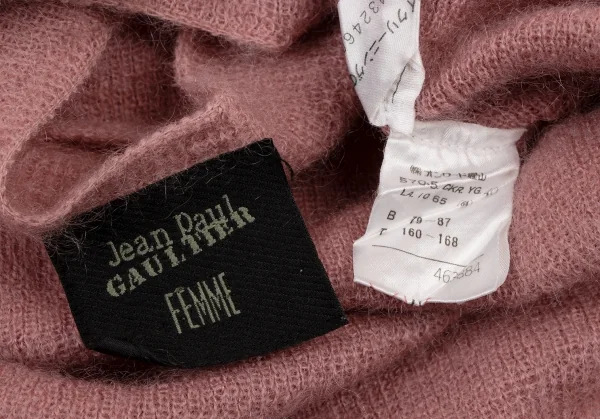 ジャンポールゴルチエファムJean Paul GAULTIER FEMME ウールナイロン裾スリットニット ピンク40 K-132028_012