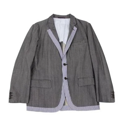 COMME des GARCONS HOMME Washed Check Piping Denim Jacket