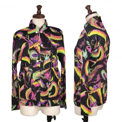 PLEATS PLEASE Cryptids Printed Dragon Button Chinese Shirt