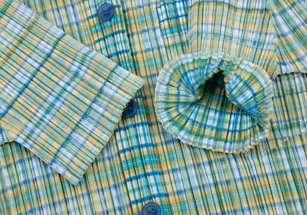 プリーツプリーズPLEATS PLEASE チェックプリント半袖プリーツ