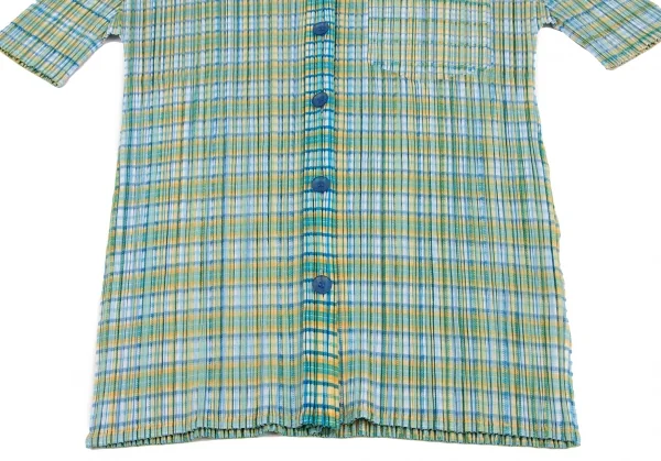 プリーツプリーズPLEATS PLEASE チェックプリント半袖プリーツ