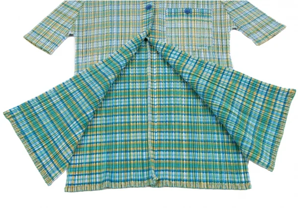 PLEATS PLEASE Check Printed Short Sleeves Shirt & Skirt K-132130_010