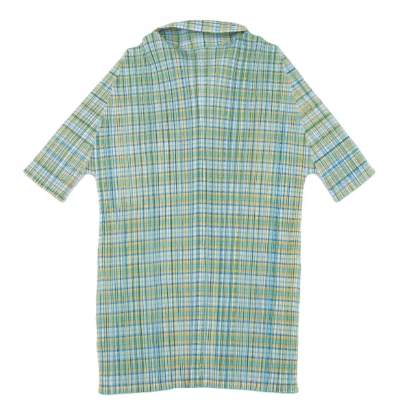 PLEATS PLEASE Check Printed Short Sleeves Shirt & Skirt K-132130_011