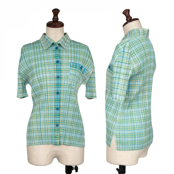 PLEATS PLEASE Check Printed Short Sleeves Shirt & Skirt K-132130_002