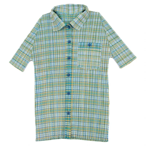 PLEATS PLEASE Check Printed Short Sleeves Shirt & Skirt K-132130_003