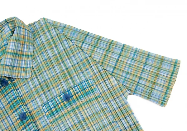 PLEATS PLEASE Check Printed Short Sleeves Shirt & Skirt K-132130_007