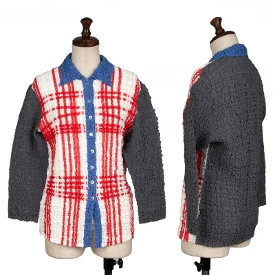 Unbranded Poly Pleated Check 3/4 Sleeve Shirt