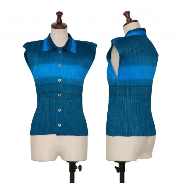 PLEATS PLEASE Denim Print Gradation Sleeveless Shirt & Skirt K-132164_002