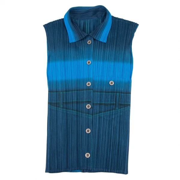 PLEATS PLEASE Denim Print Gradation Sleeveless Shirt & Skirt K-132164_003