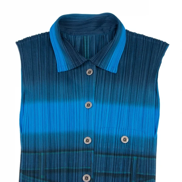 PLEATS PLEASE Denim Print Gradation Sleeveless Shirt & Skirt K-132164_004