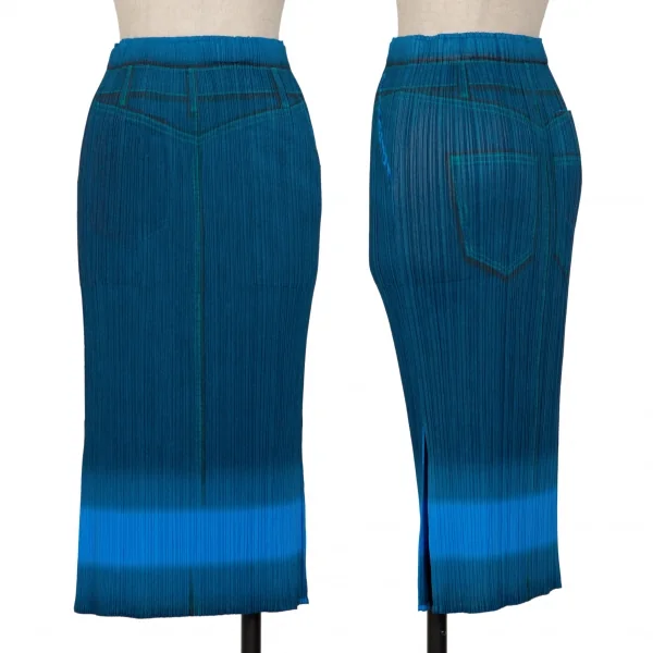 PLEATS PLEASE Denim Print Gradation Sleeveless Shirt & Skirt K-132164_011