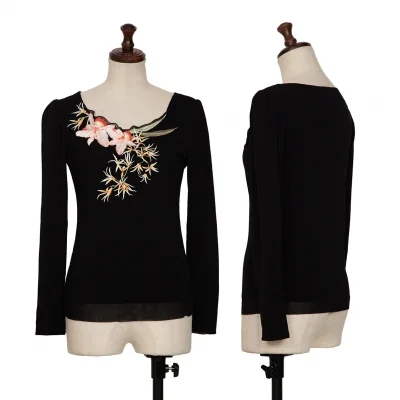 VIVIENNE TAM Layer Net Floral Embroidery T Shirt 