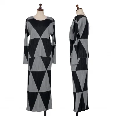 PLEATS PLEASE Geometric Switching T Shirt & Skirt