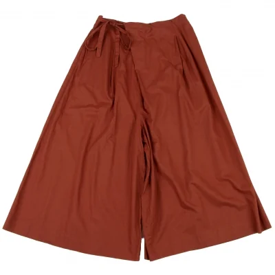 MACPHEE Cotton Half Wrap Wide Pants