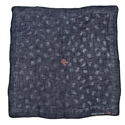 45R Indigo Dyeing Paisley Dot Handkerchief