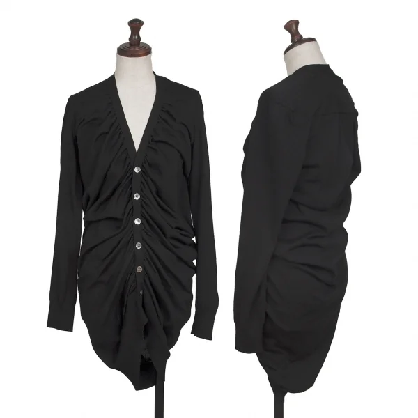 ジュンヤワタナベ コムデギャルソンJUNYA WATANABE COMME des GARCONS ウールフロントギャザーニットカーディガン 黒M位 K-132355_001