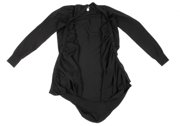 ジュンヤワタナベ コムデギャルソンJUNYA WATANABE COMME des GARCONS ウールフロントギャザーニットカーディガン 黒M位 K-132355_010