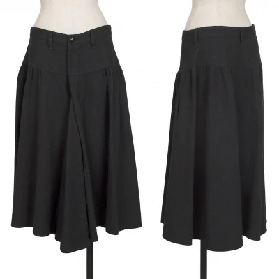 Y's Waist Gather Switching Wool Skirt