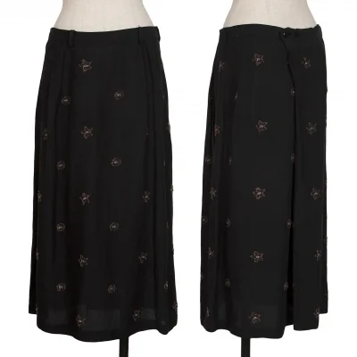 Y's Linen Rayon Floral Embroidery Skirt