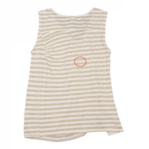 スナオクワハラsunao kuwahara 斜行ギャザーデザイングリッターボーダータンクトップ 白ゴールドM K-132415_010