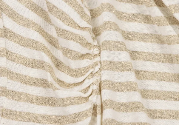 スナオクワハラsunao kuwahara 斜行ギャザーデザイングリッターボーダータンクトップ 白ゴールドM K-132415_008