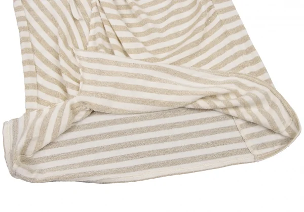 スナオクワハラsunao kuwahara 斜行ギャザーデザイングリッターボーダータンクトップ 白ゴールドM K-132415_009