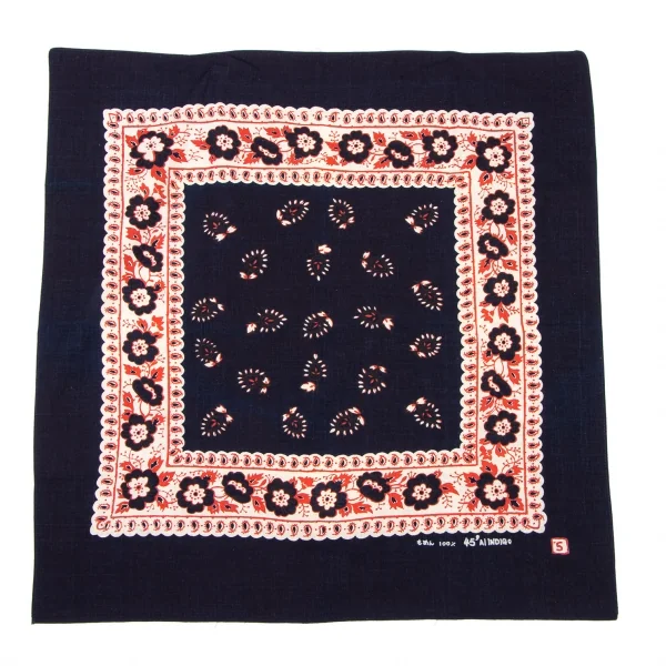 45rpm 45R 藍染花柄ハンカチ 紺赤 K-132449_001