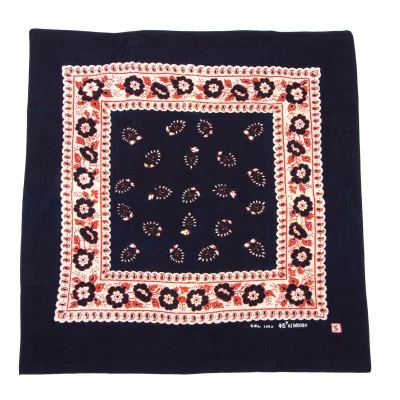 45R Indigo Dyed Floral Handkerchief