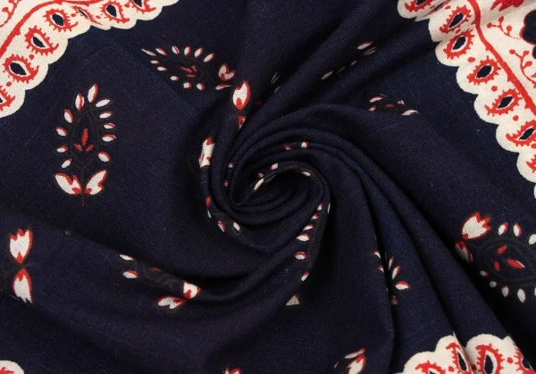 45rpm 45R 藍染花柄ハンカチ 紺赤 K-132449_004