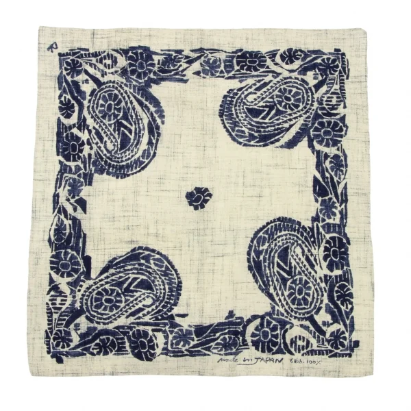 45R Indigo Dyed Handkerchief Cream,Navy  K-132451_001