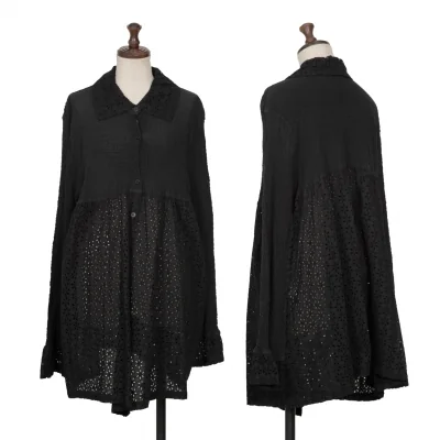 ISSEY MIYAKE me Lace Switching Dyed Cauliflower Blouse
