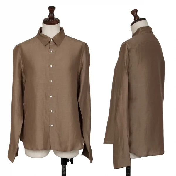 RALPH RALPH LAUREN Linen Silk Regular Collar Shirt Brown 9 K-132510_001