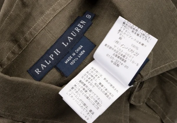 ラルフローレンRALPH LAUREN リネンダブルポケットミリタリーシャツ カーキ9 K-132514_018