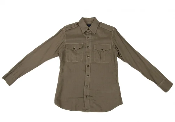 ラルフローレンRALPH LAUREN リネンダブルポケットミリタリーシャツ カーキ9 K-132514_002