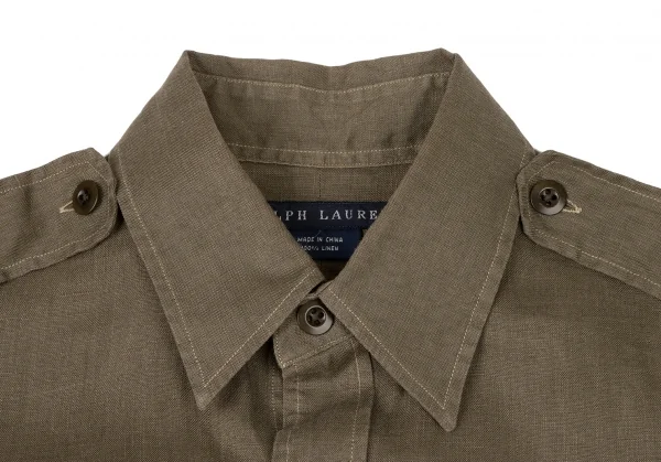 ラルフローレンRALPH LAUREN リネンダブルポケットミリタリーシャツ カーキ9 K-132514_004