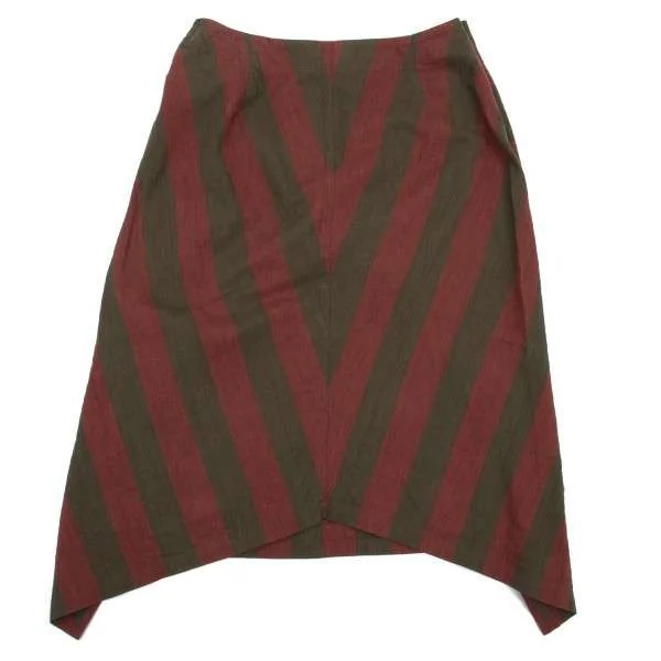 イッセイミヤケISSEY MIYAKE コットンリネンストライプスカート
