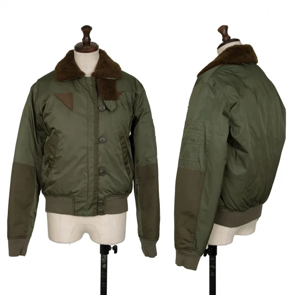 RALPH LAUREN Boa Collar Nylon Bomber Jacket Khaki-green 9 K-132519_001