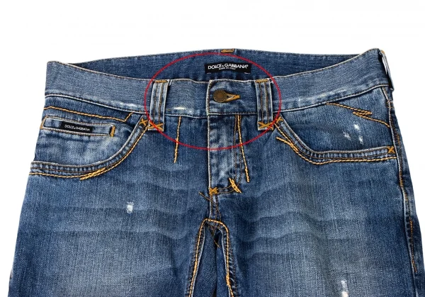ドルチェ&ガッバーナDOLCE&GABBANA ステッチデザインクラッシュデニム 紺46 K-132526_002