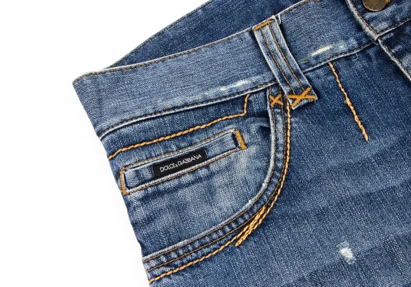 ドルチェ&ガッバーナDOLCE&GABBANA ステッチデザインクラッシュデニム 紺46 K-132526_005