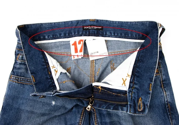 ドルチェ&ガッバーナDOLCE&GABBANA ステッチデザインクラッシュデニム 紺46 K-132526_007