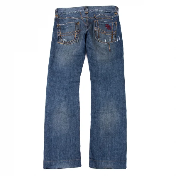 ドルチェ&ガッバーナDOLCE&GABBANA ステッチデザインクラッシュデニム 紺46 K-132526_015