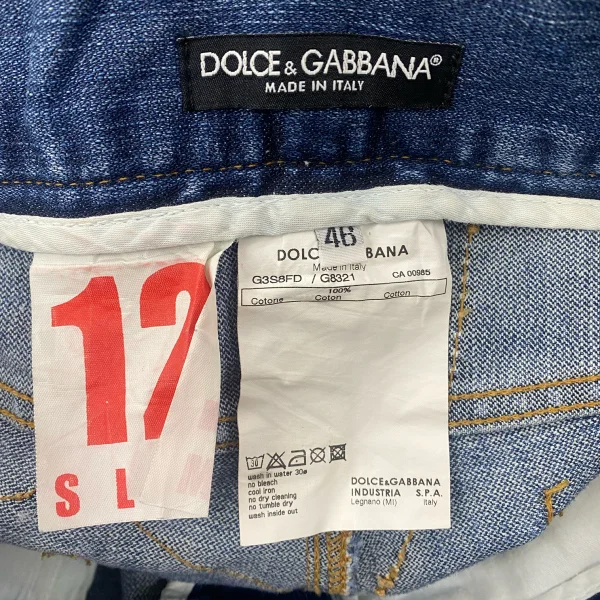 ドルチェ&ガッバーナDOLCE&GABBANA ステッチデザインクラッシュデニム 紺46 K-132526_020