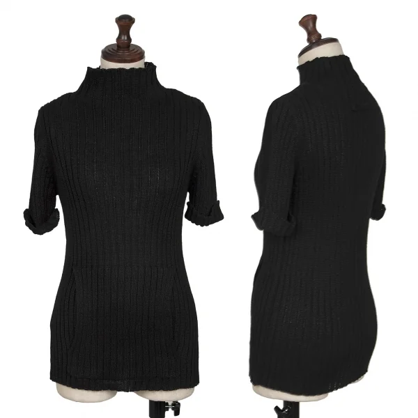 Jean-Paul GAULTIER CLASSIQUE Pocket Design Linen Knit Top Black 40 K-132542_001