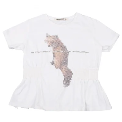 TARO HORIUCHI Rib Switching Fox Printed T Shirt