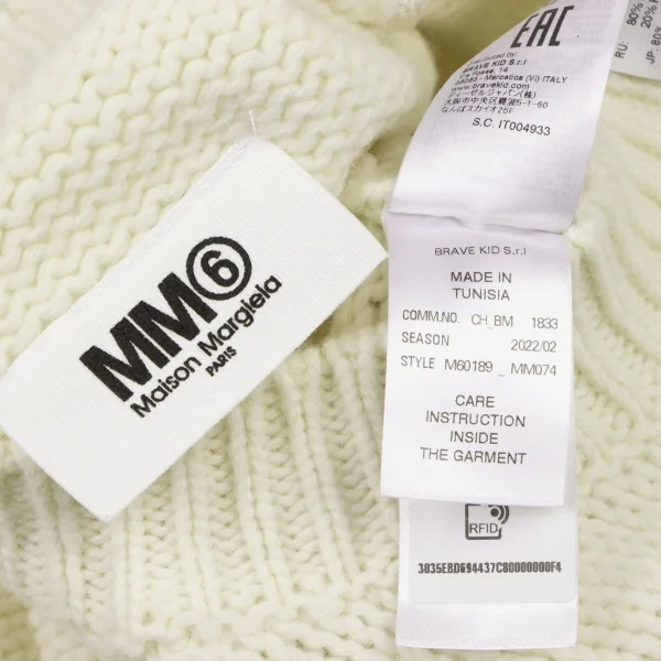 エムエム 6 メゾン マルジェラMM6 MAISON MARGIELA ロゴインターシャニットワンピース 生成り14Y K-132607_015