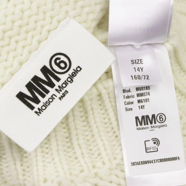 エムエム 6 メゾン マルジェラMM6 MAISON MARGIELA ロゴインターシャニットワンピース 生成り14Y K-132607_016