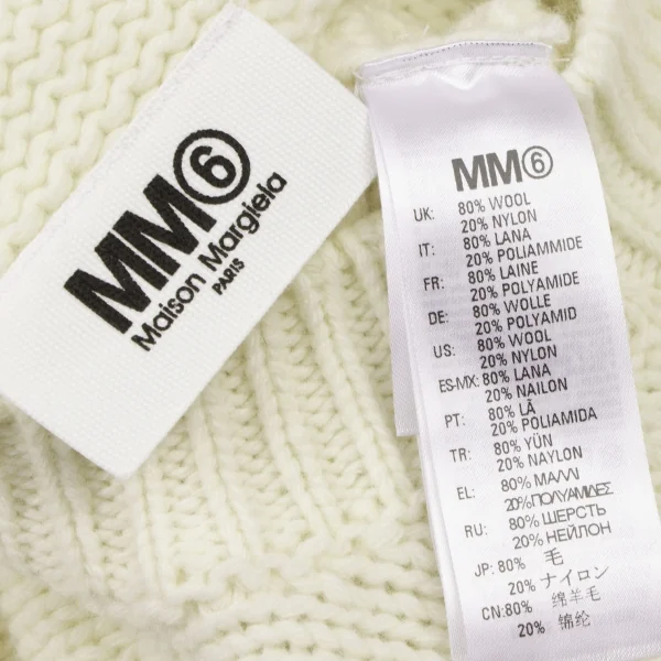 エムエム 6 メゾン マルジェラMM6 MAISON MARGIELA ロゴインターシャニットワンピース 生成り14Y K-132607_017