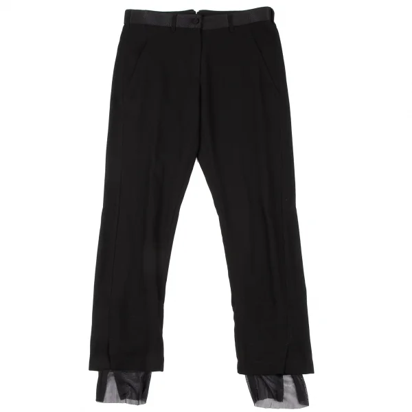 ANN DEMEULEMEESTER Mesh Layered Wool Pants Black 36 K-132617_001