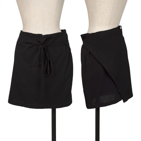 ANN DEMEULEMEESTER Stretch Wool Wrap Skirt Black 38 K-132619_001